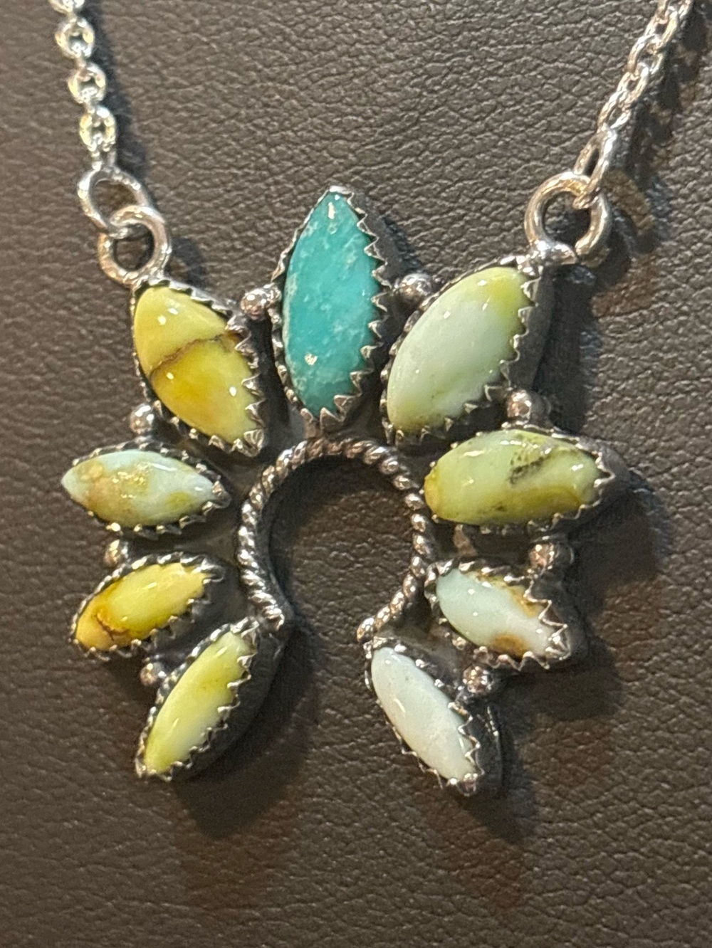 Sterling Silver Palomino, Turquoise and White Buffalo Naja Necklace NWOT